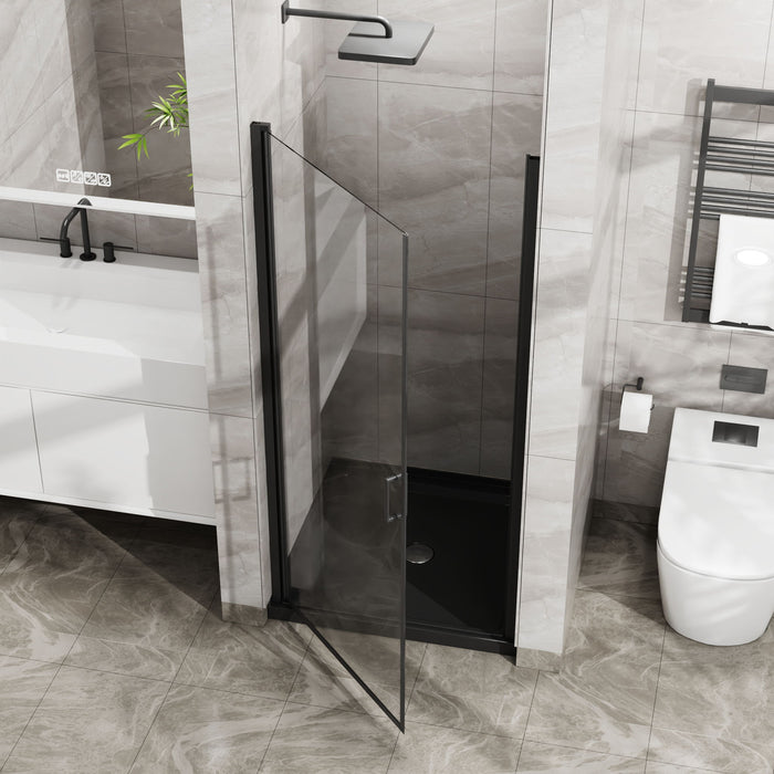 Pivot Shower Door, Tempered Glass, Semi Frameless
