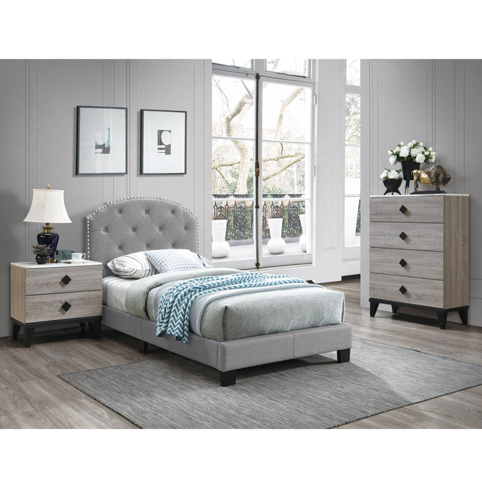 Button Tufted Bed With Nailhead Trim