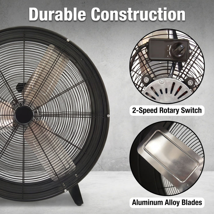 Velocity Drum Fan With 2 Speed - Black