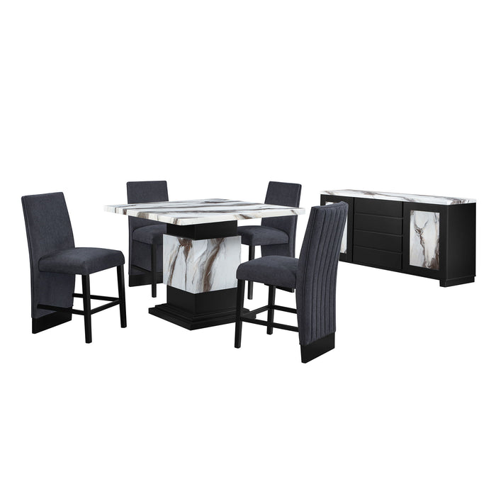 Sammi - Bar Table With And Pedestal Base - Black / White Print