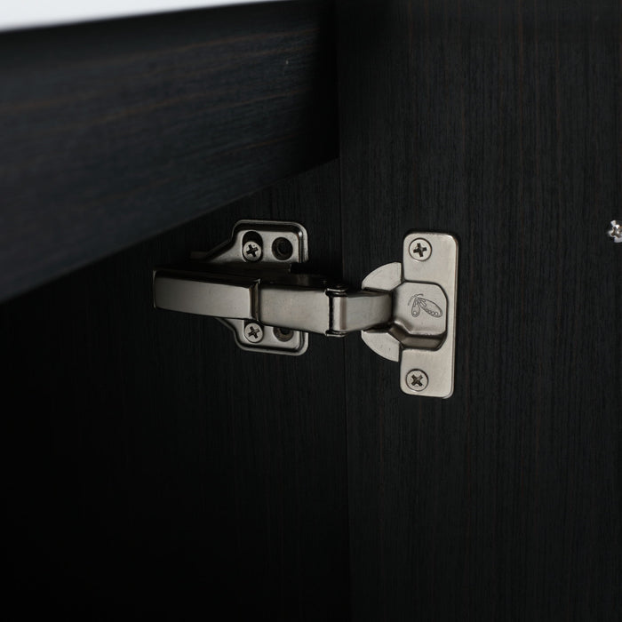 Modern Wall Mounted Bathroom Vanity With Resin Sink And Storage Rack