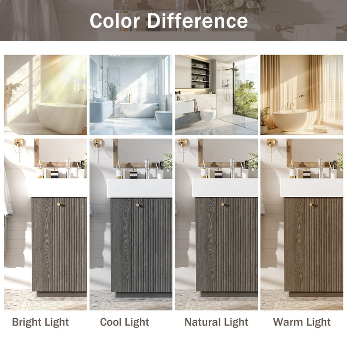 Bathroom Vanity With Sink, Freestanding Wood Grain Cabinet With Storage