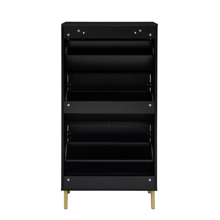 Modern Rattan 3 Door Shoe Rack Cabinet For Entryway