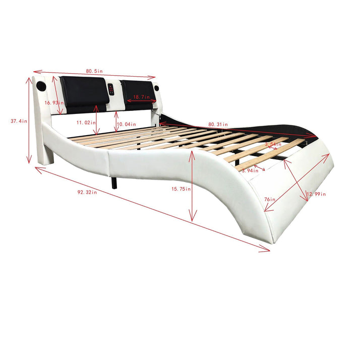 Platform Bed Frame With LED Lighting, Bluetooth Music, Vibration Massage