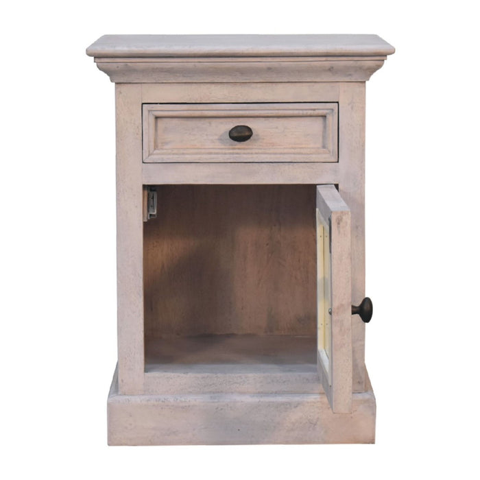 Glazed Bedside Table - Stone White