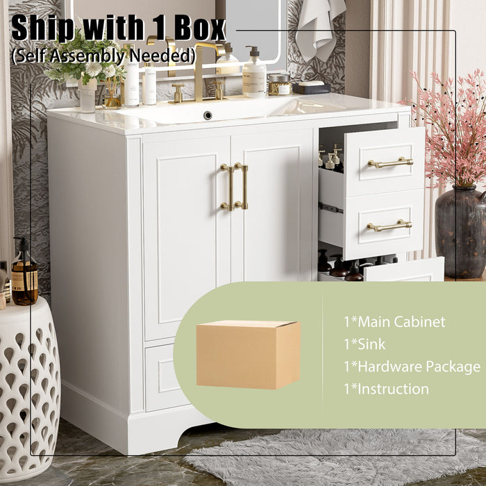 Traditional Bathroom Vanity With Soft Close Doors And Drawers