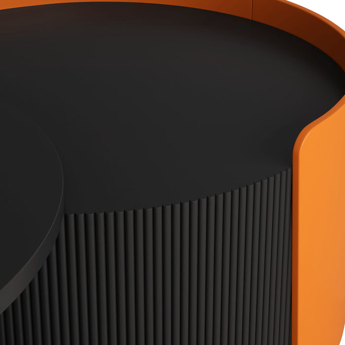 Modern Round Nesting Coffee Table With Extendable Sliding Top