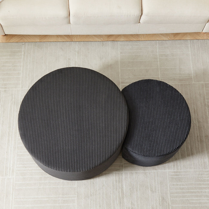 Modern Upholstered Round Coffee Table For Living Room (Set of 2)