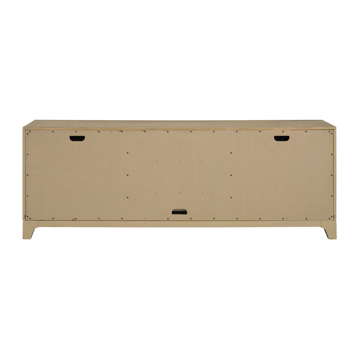 Sutton Place - Entertainment Console With Open Shelf, Storage Drawers, And Cord Cutouts - Caramel / Cocoa