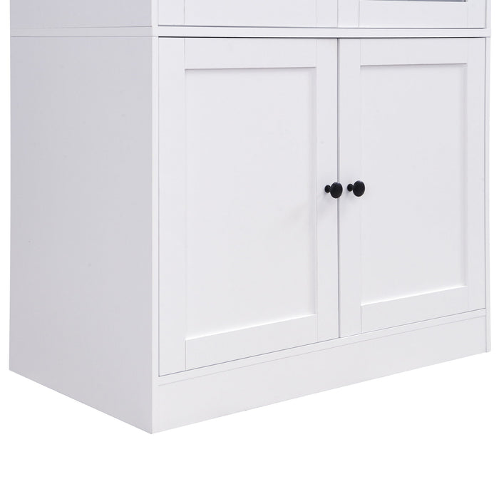 Tall Arched Top Storage Cabinet With 5 Tier Shelves, Soft Close Hinges