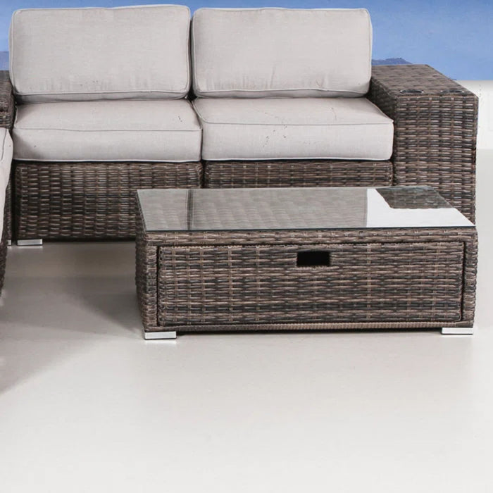 Modern Patio Rattan Sectional Set With Cushions