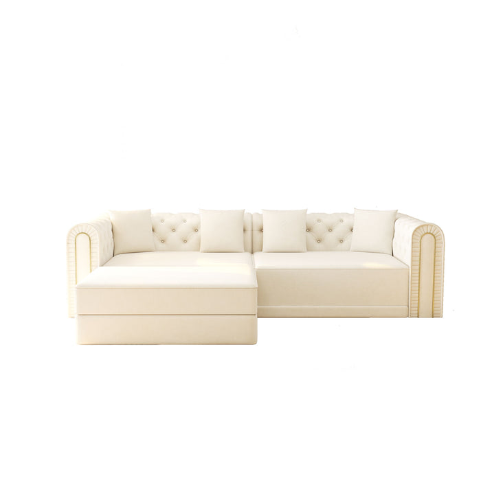 3-In-1 Convertible Sleeper Sofa With Movable Ottoman For Living Room