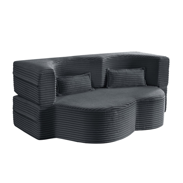 Floor Convertible Sleeper Sofa Bed With 2 Pillows