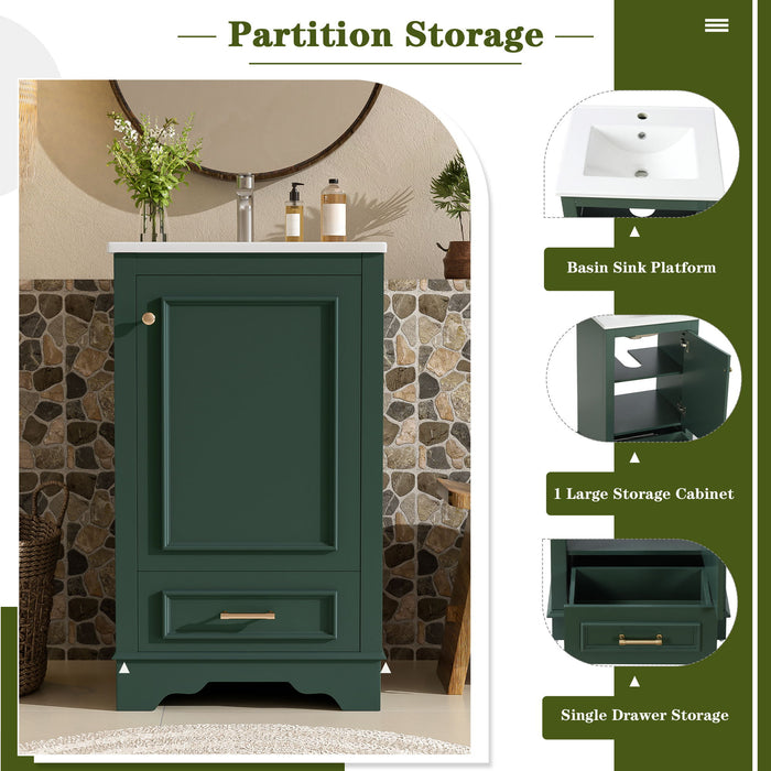 20" Bathroom Vanity With Sink, 1 Drawer, Freestanding Single Set