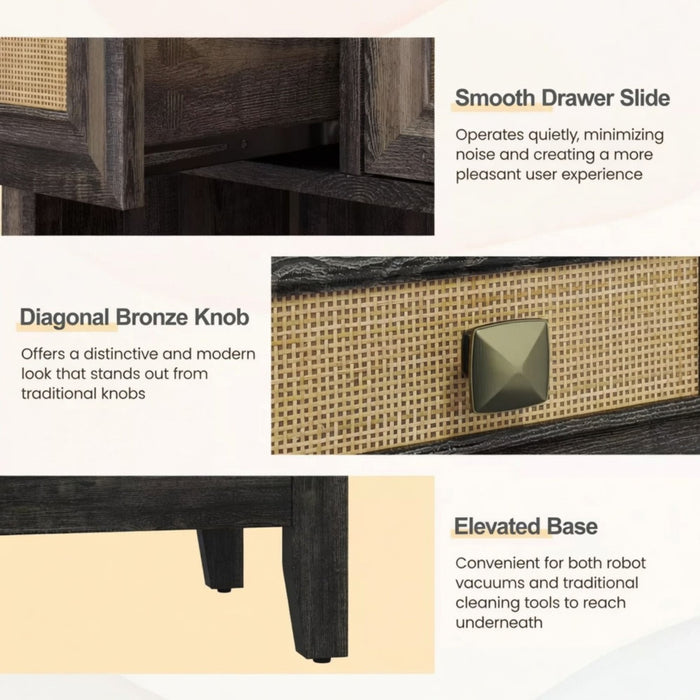Storage Cabinet With 2 Drawers And 2 Shelves - Coffee