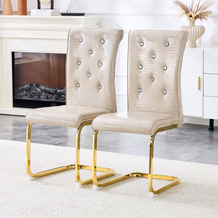 Elegant Design Alligator Skin Upholstered Dining Chairs