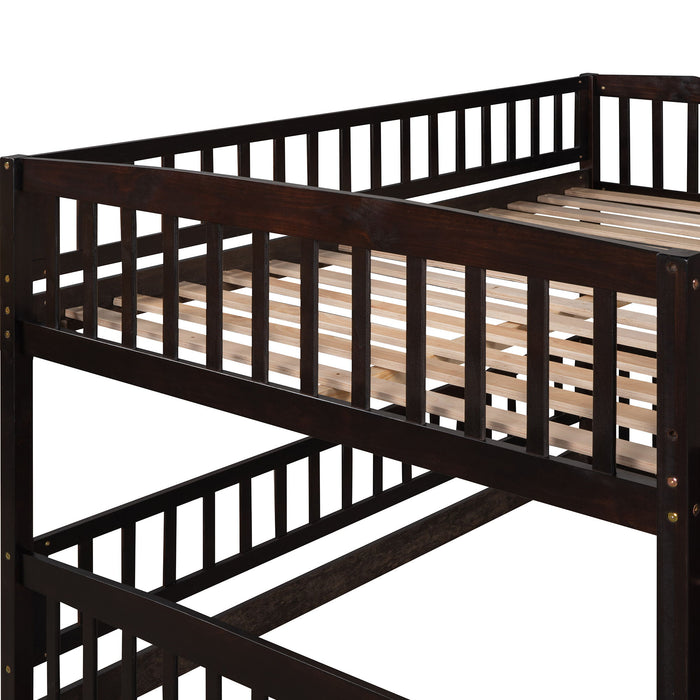 Low Bunk Bed With Slide, Fence And Ladder