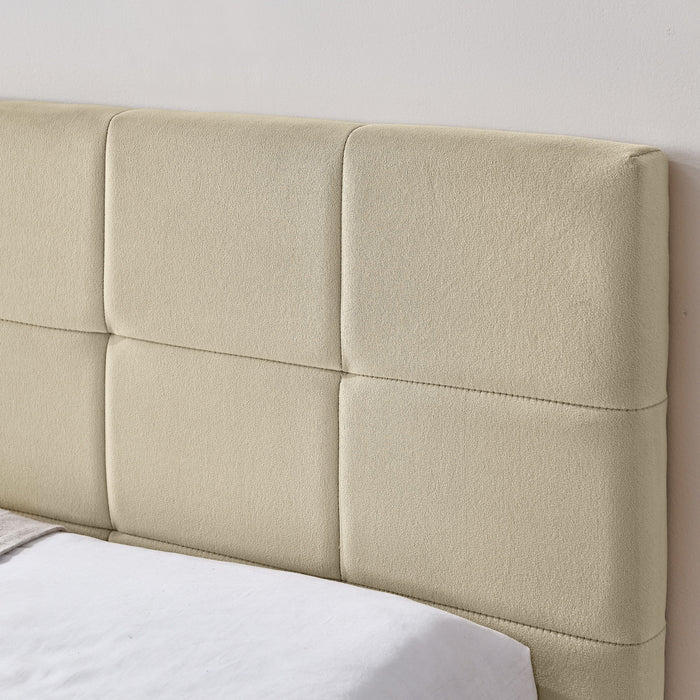 Mid-Century Storage Upholstered Tufted Bed Frame With Backrest And Armrests