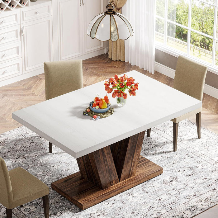 Dining Table With Pedestal Base For 4 - 6 People