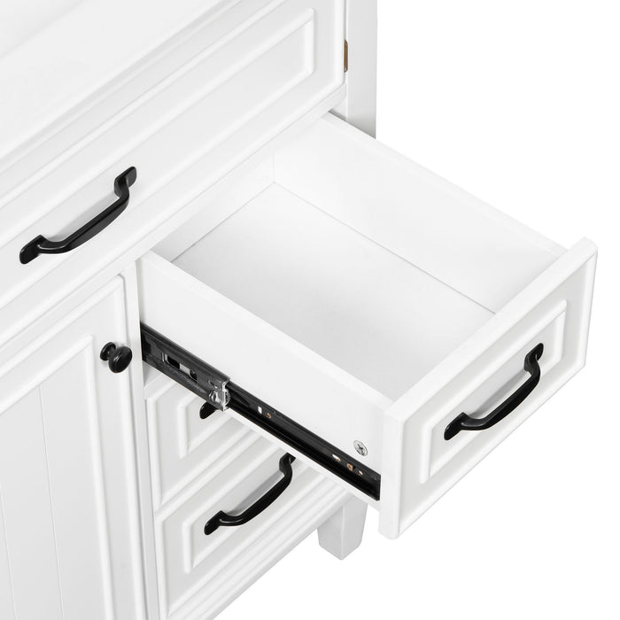 Bathroom Vanity With Sink Top, Flip Drawers, Adjustable Shelf