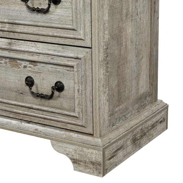 Farmhouse Vintage 7 Drawers Dresser With Natural Texture