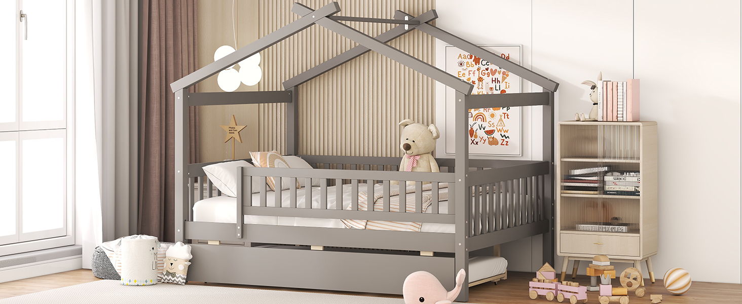 Creativity House Bed With Twin Size Trundle