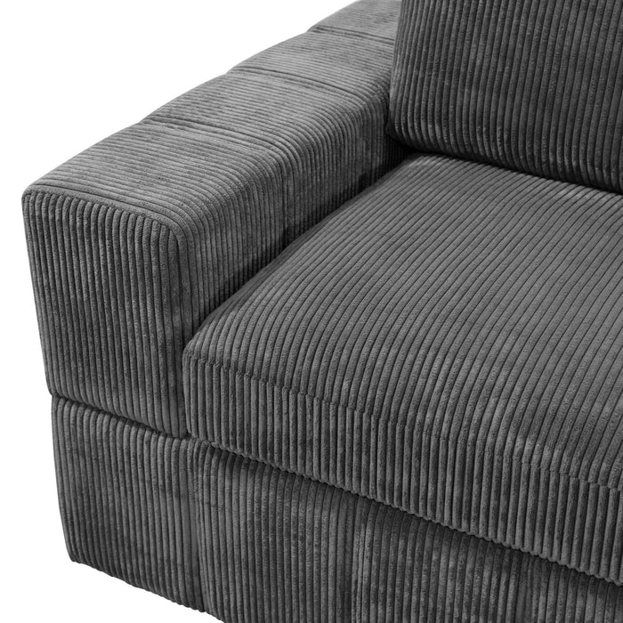 Oversized Modular Sectional Sofa 3 Piece Set For Living Room - Dark Gray