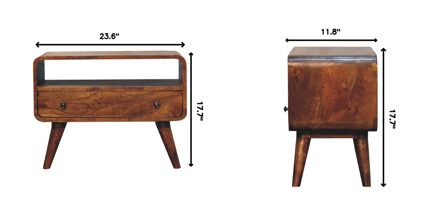 Mini Curved Media Unit - Chestnut