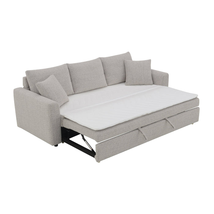 Connie - Boucle Sleeper Sectional Sofa With 2 Toss Pillows - Beige