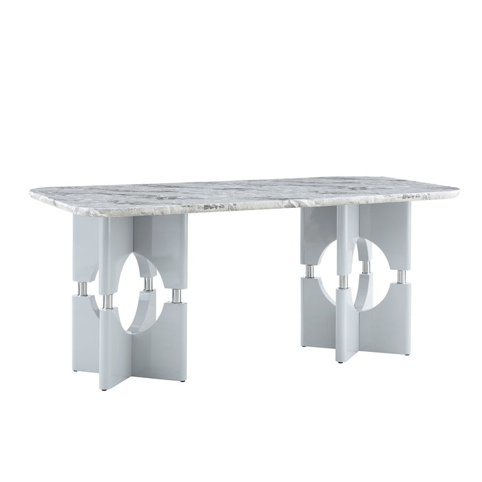 Modern Dining Table With Sleek Hollow-Out Frame And Accents