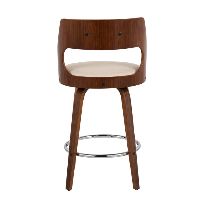 Cecina - Mid-Century Modern Fixed Height Counter Stool With Swivel And Round Footrest (Set of 2)