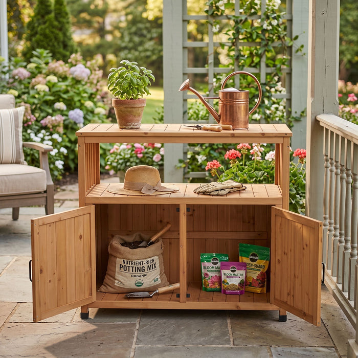 Patio Bar Table Set With Storage