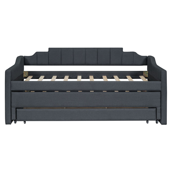 Upholstered Simple Design Daybed With Trundle And 3 Drawers