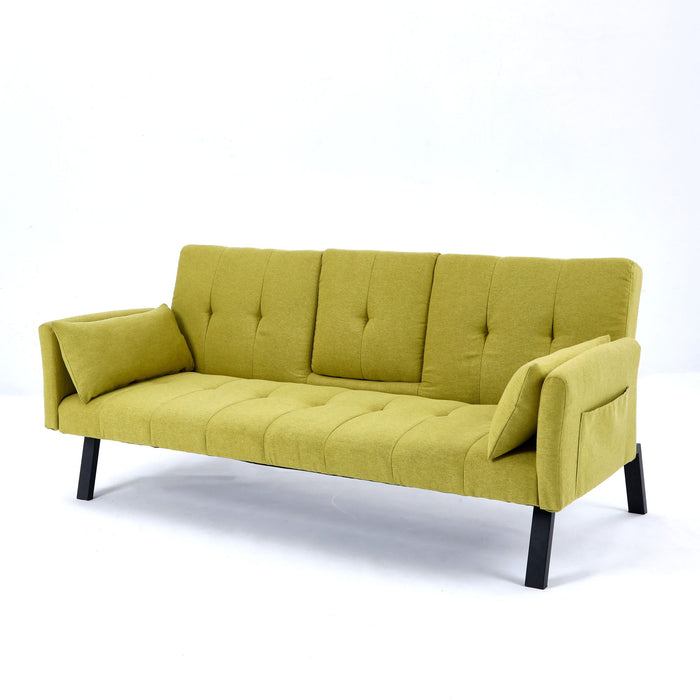 Sofa Bed With Foldable Design And Cup Holder - Green