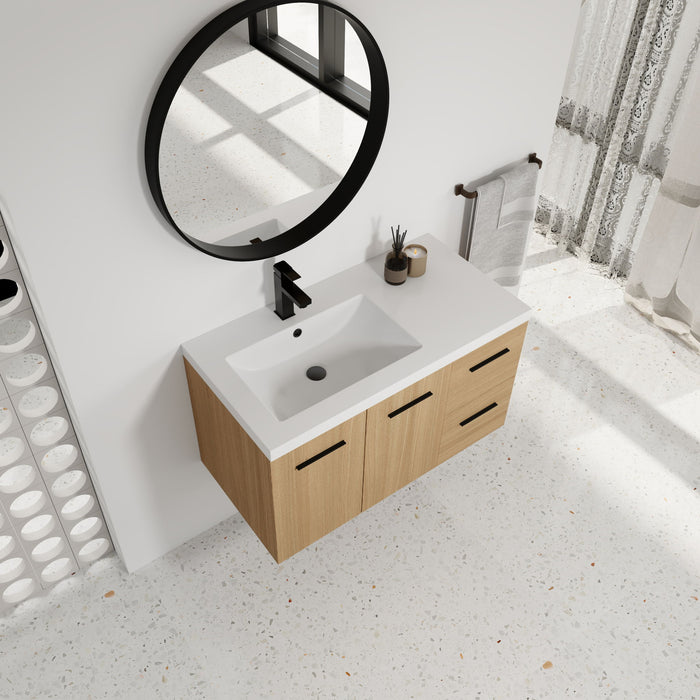 Wall Mounted Floating Bathroom Vanity With Sink, Door & Drawers Modular Cabinet