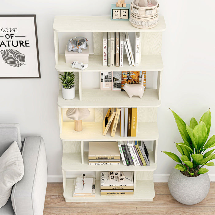 Modern 5 Tier Open Storage Bookcase