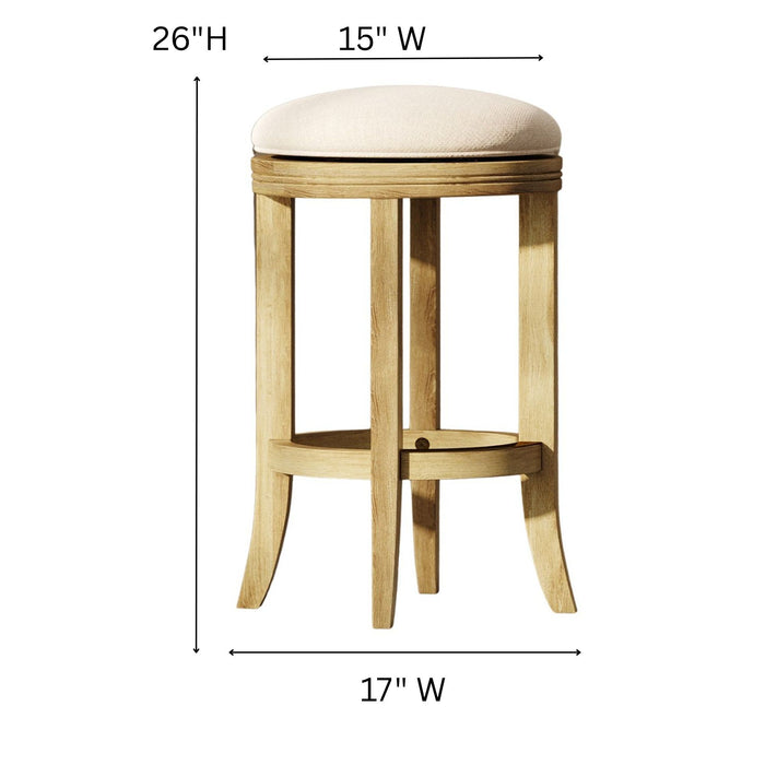 Backless Swivel Stool With Upholstered Seat