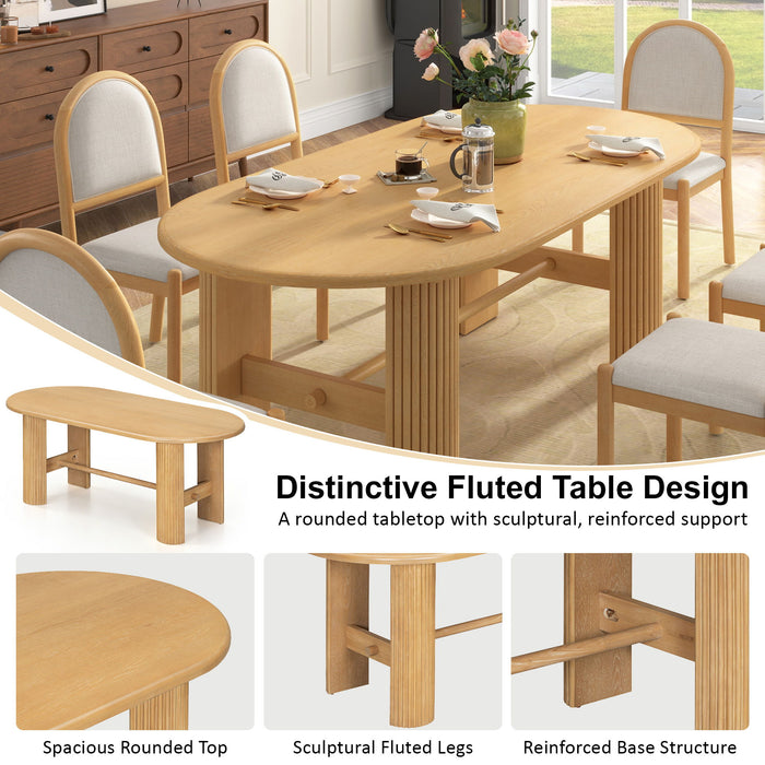 Oval Dining Table Set For 6 With 6 Upholstered Chairs