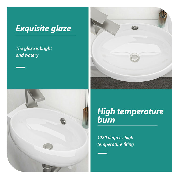 Modern Aesthetic Rectangle Wall Mount Bathroom Sink With Single Faucet Hole