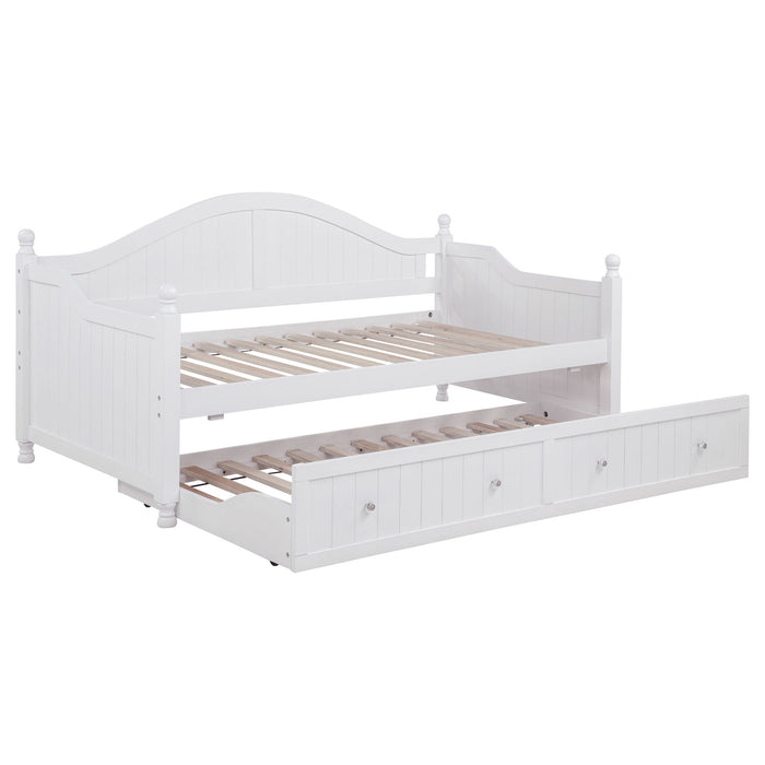 Twin Daybed With Trundle Storage Bed - White