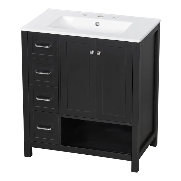 Bathroom Vanity With Sink Top, Bathroom Vanity Cabinet With 2 Doors And 2 Drawers, Open Shelf