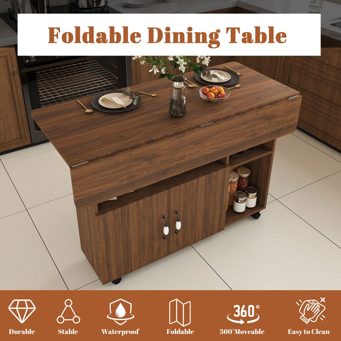 Multi Functional Folding Table With Storage Shelves And Wheels