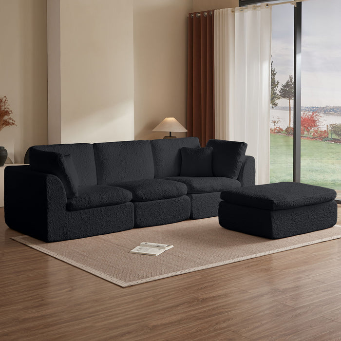 Cloud Sectional Couch, Convertible With Ottoman, 3 Seater Modular Design