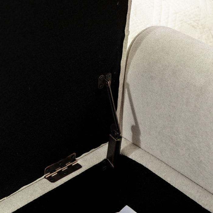 Napped Storage Bench With Rolled Armrest - Griege