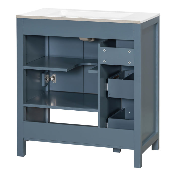 Bathroom Vanity With Sink Top, Bathroom Vanity Cabinet With 2 Doors And 2 Drawers, Open Shelf