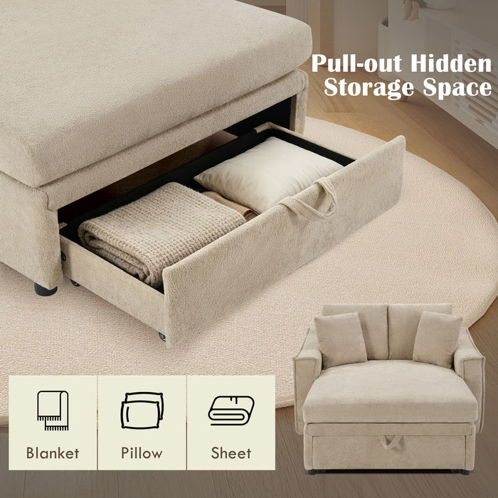 Modern Chaise Sofa With Hidden Storage For Living Room