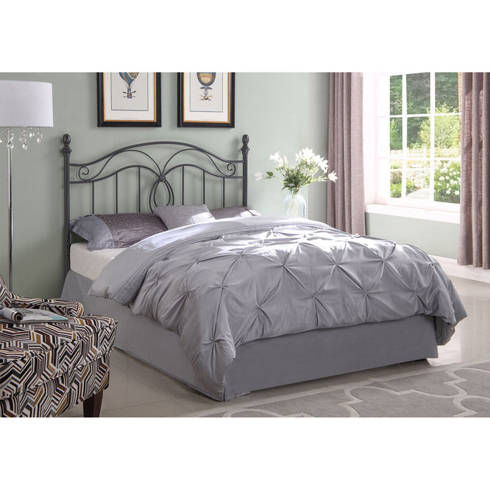 Full / Queen Headboard With Scrolling Design - Dark Gray