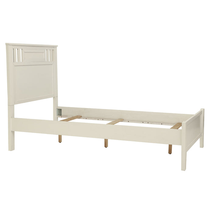 Simple Frame With Headboard And Vertical Carved Design