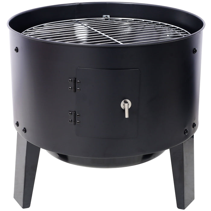Portable Charcoal Smoker Grill For Outdoor Cooking - Black