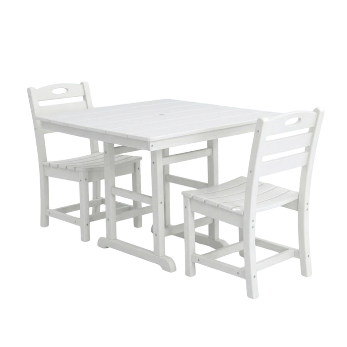 Outdoor Patio Dining Set, Square Table With Umbrella Hole And Armless Chairs